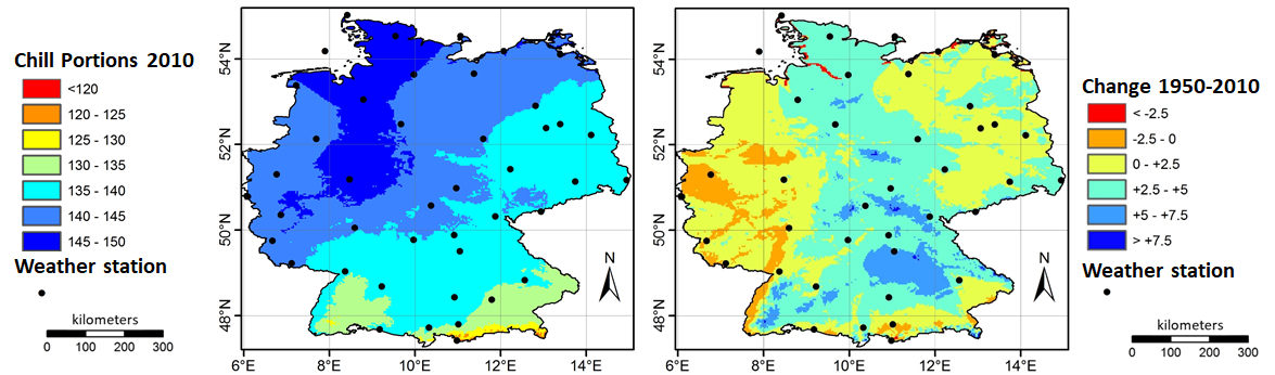 Winter chill in Germany in 2010, and changes between 1950 and 2010